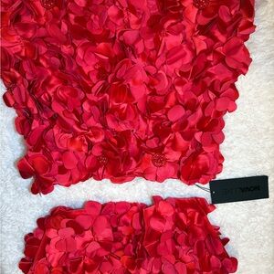 Fashion Nova Red Textured Floral Set